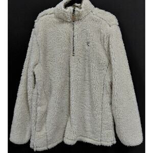 SOUTHERN SHIRT Sherpa Fleece Jacket Beige Solid Long Sleeve Women Size L